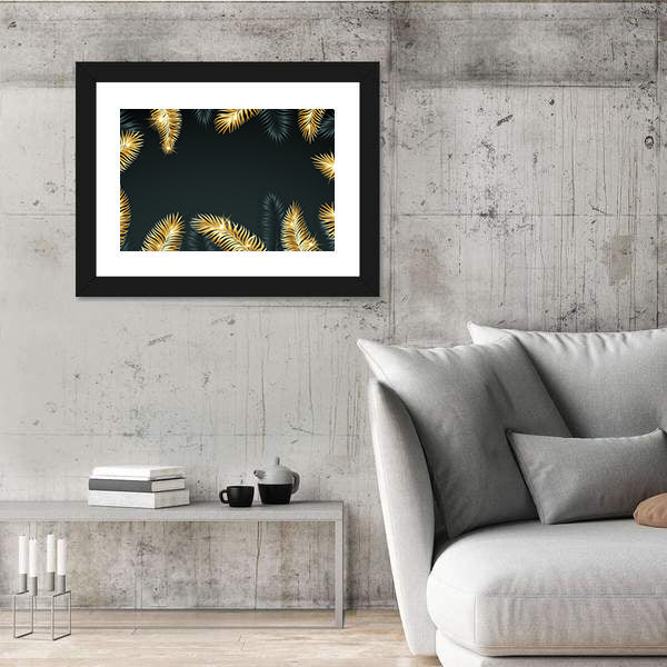 Golden Palm Leaves Abstract Canvas Wall Art