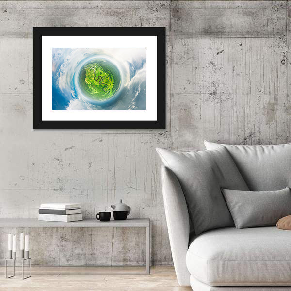 Small Planet Concept From Space Canvas Wall Art