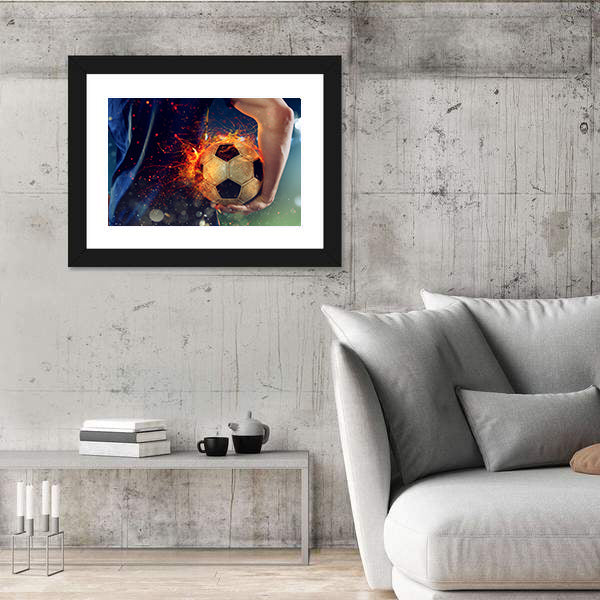 Soccer Ball Engulfed in Flames Canvas Wall Art
