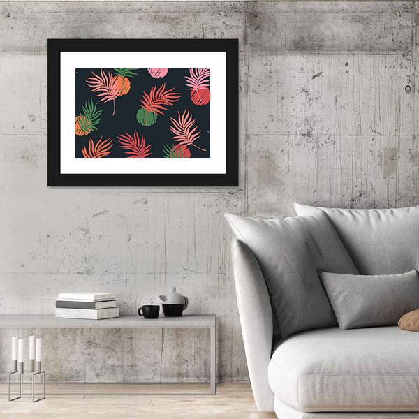 Seamless Palm Leaf Pattern Canvas Wall Art