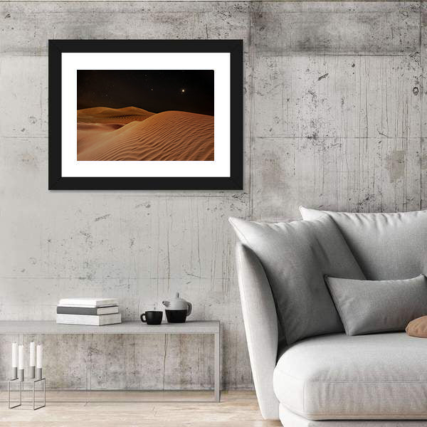 Sandy Desert Under Starry Night Sky Canvas Wall Art
