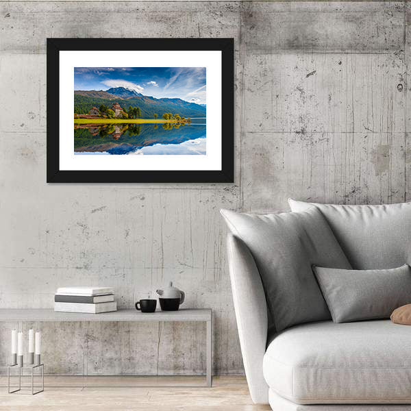 Da Sass Castle on Lake Silvaplana Canvas Wall Art