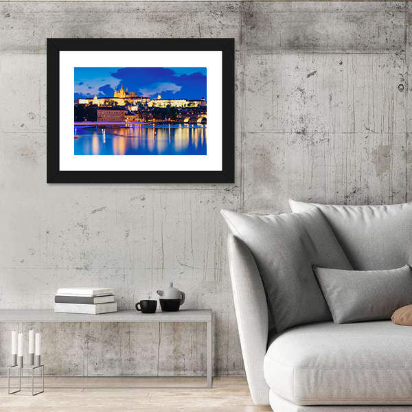 Prague Castle at Night Canvas Wall Art