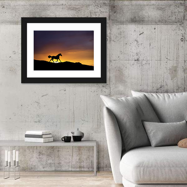 Running Horse Silhouette Canvas Wall Art
