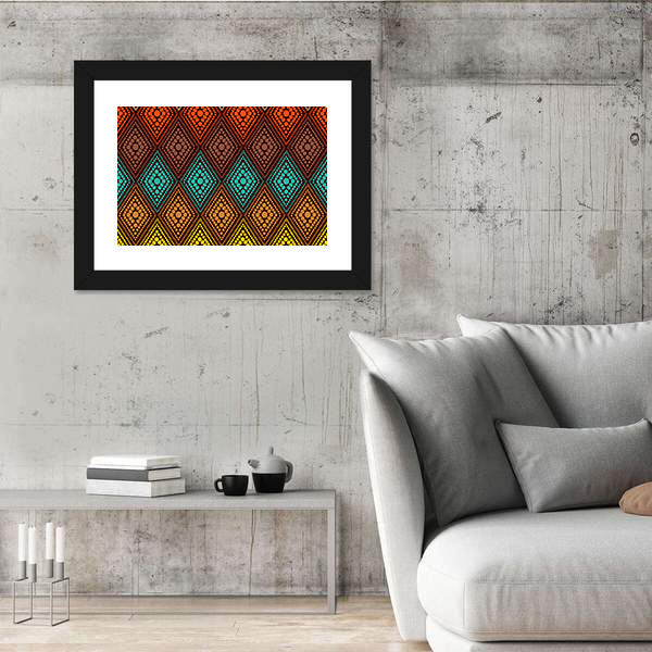 Dotted Diamond Geometric Pattern Canvas Wall Art