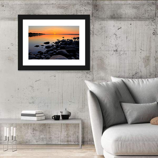 Beach At Sunset In Sweden Canvas Wall Art