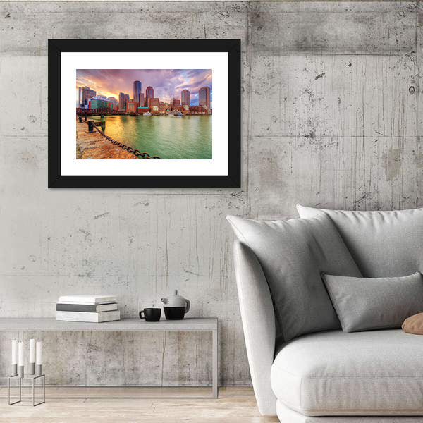 Boston Harbor Skyline at Sunset Canvas Wall Art