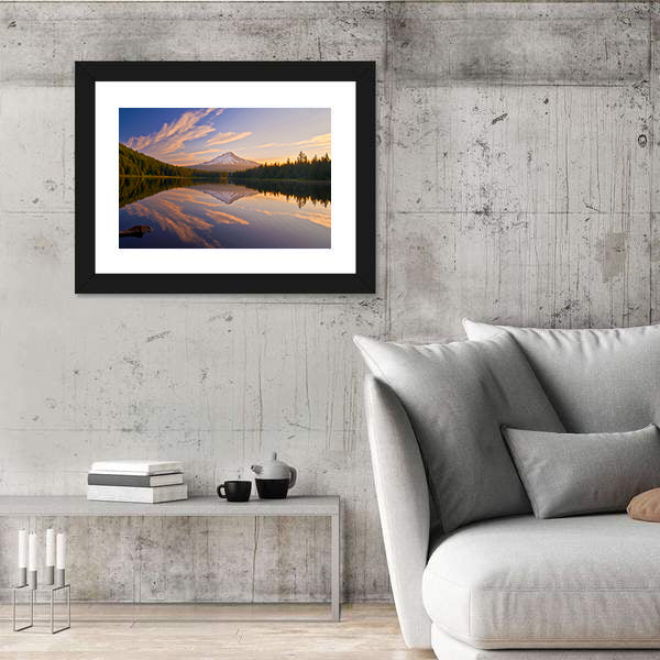 Sunrise In Trillium Lake In Oregon Canvas Wall Art