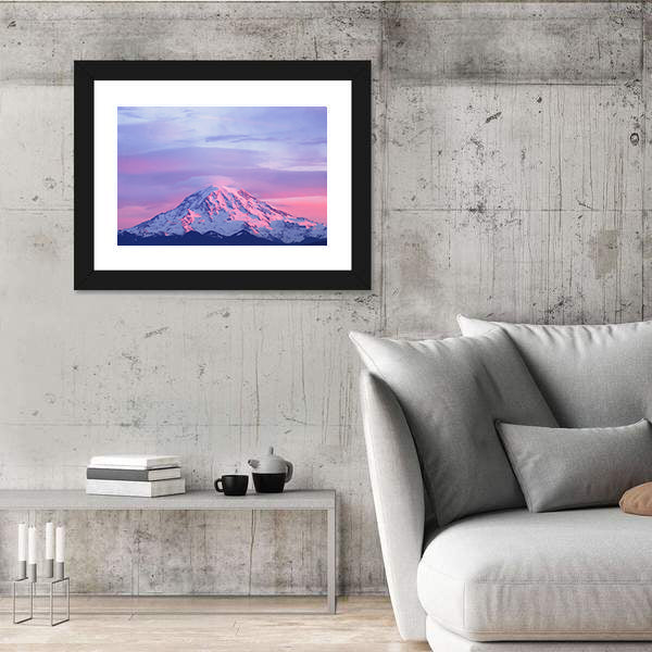 Sunset light On Mount Rainier Canvas Wall Art