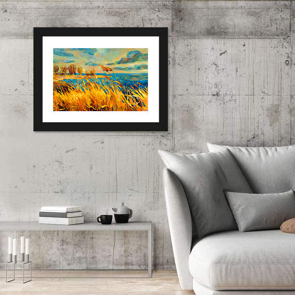 Sunset Over Lake Canvas Wall Art