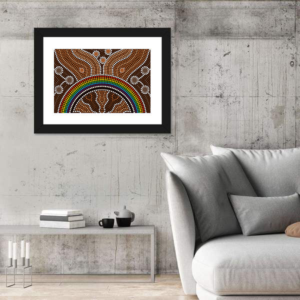 Aboriginal Rainbow Dot Painting Canvas Wall Art