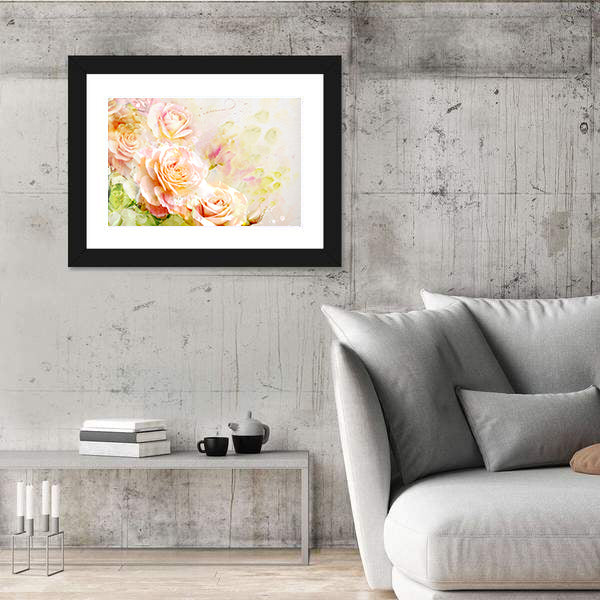 Soft Pastel Watercolor Roses Canvas Wall Art