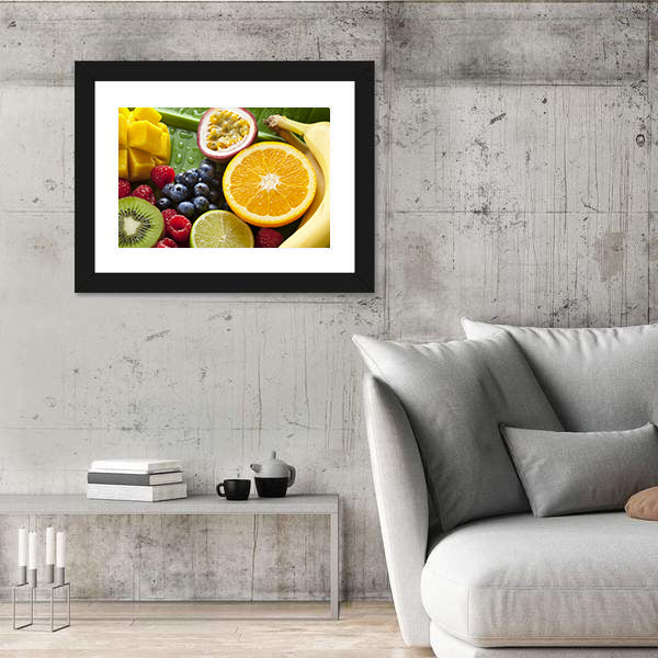 Fresh Tropical Fruit Still Life Canvas Wall Art
