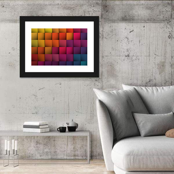 Colorful 3d Cube Grid Canvas Wall Art