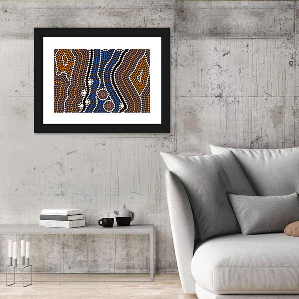 Indigenous Australian River Dot Painting Canvas Wall Art