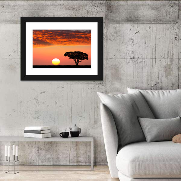 Sunset In The Serengeti Park In Tanzania Canvas Wall Art