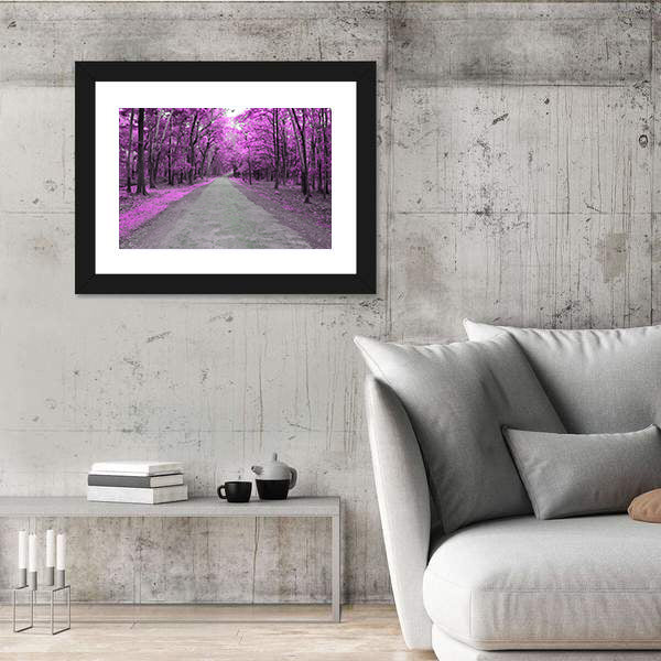 Forest Road In Autumn Canvas Wall Art
