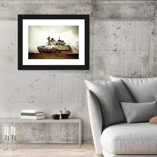 Military Tank On War Canvas Wall Art