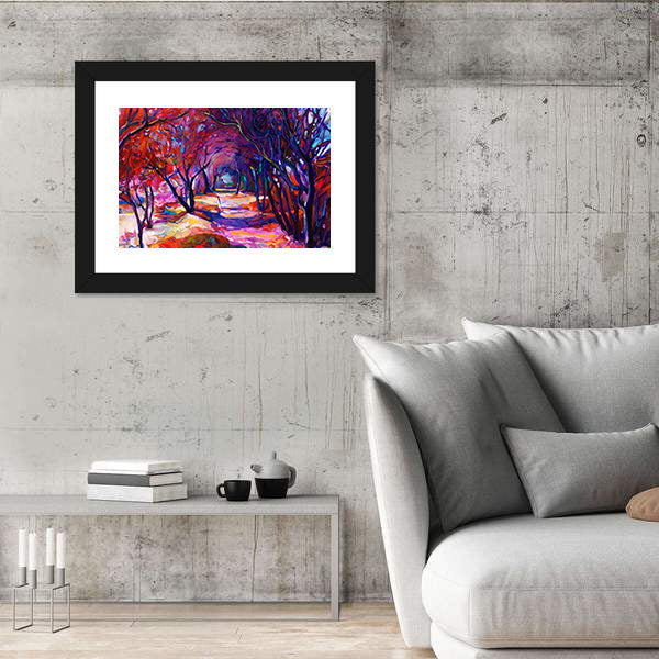 Sunlit Forest Path Canvas Wall Art