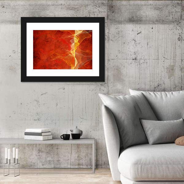 Fiery Marble Abstract in Red and Gold Canvas Wall Art
