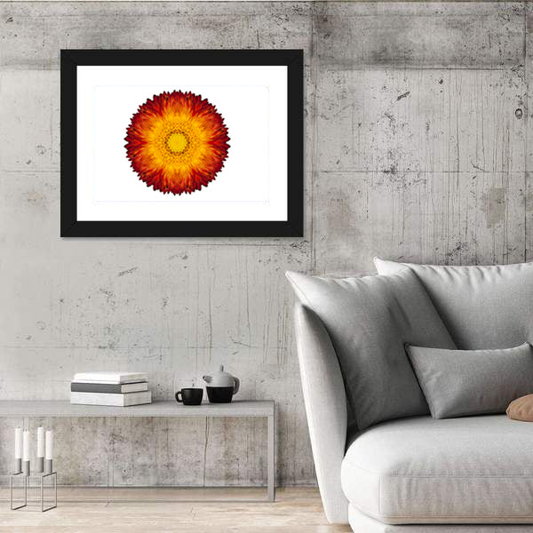 Kaleidoscopic Strawflower Mandala Canvas Wall Art