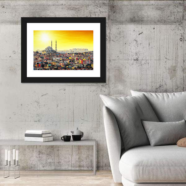 Mosque Suleymaniye At Sunset In Istanbul Canvas Wall Art