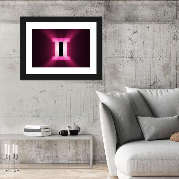 Glowing Gemini Zodiac Symbol Canvas Wall Art