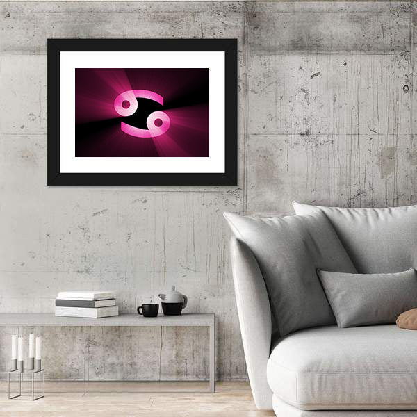 Magenta Cancer Zodiac Symbol Canvas Wall Art