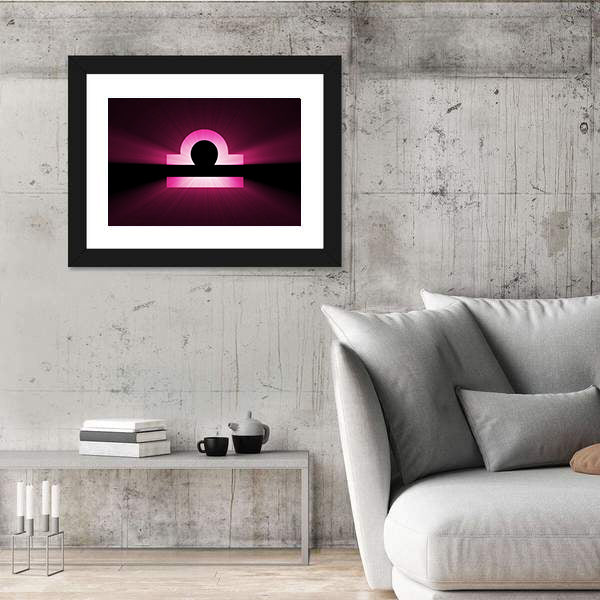 Glowing Magenta Libra Zodiac Symbol Canvas Wall Art
