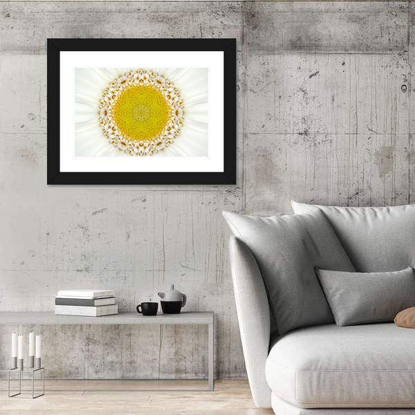 White Concentric Flower Canvas Wall Art