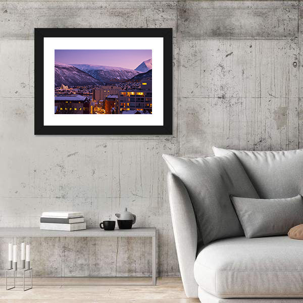 Tromso Cityscape At Dusk In Norway Canvas Wall Art