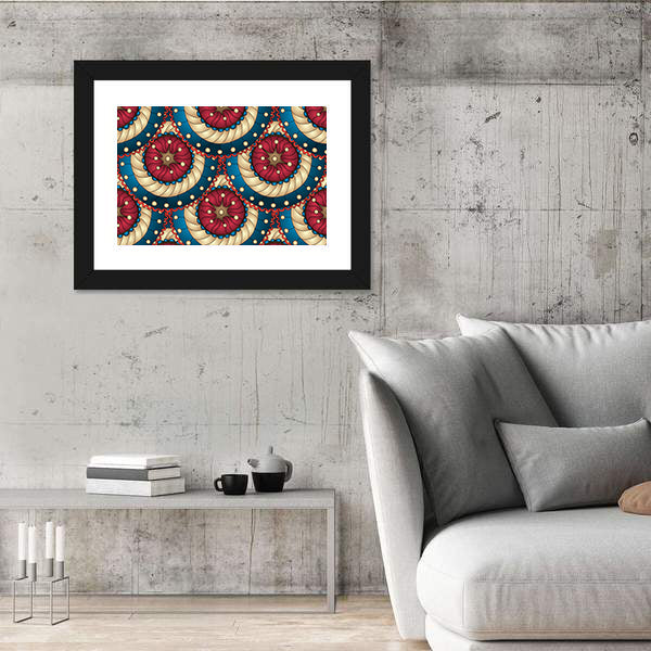 Blue and Gold Mandala Medallions Canvas Wall Art