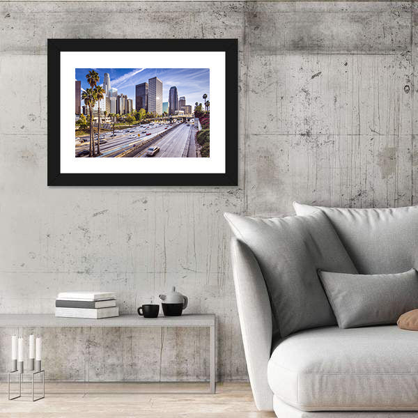 Downtown Los Angeles Highway and Skyline Canvas Wall Art