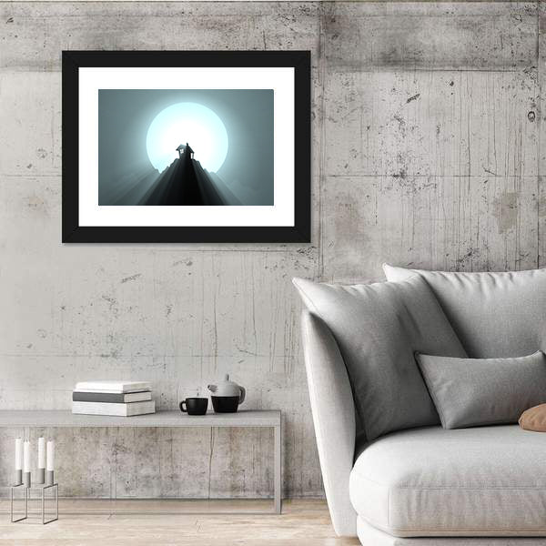Halloween House Under Giant Moon Canvas Wall Art