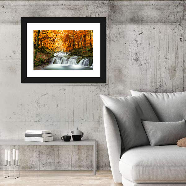 Waterfall In Autumn Forest Thailand Canvas Wall Art
