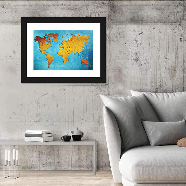 Grunge World Map Canvas Wall Art