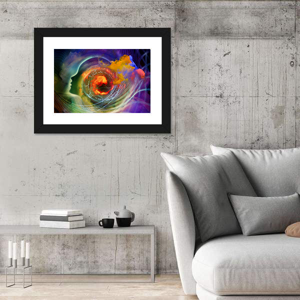 Silhouetted Profile with Fractal Vortex Canvas Wall Art