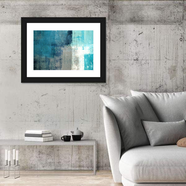 Layered Turquoise Abstract Rectangles Canvas Wall Art