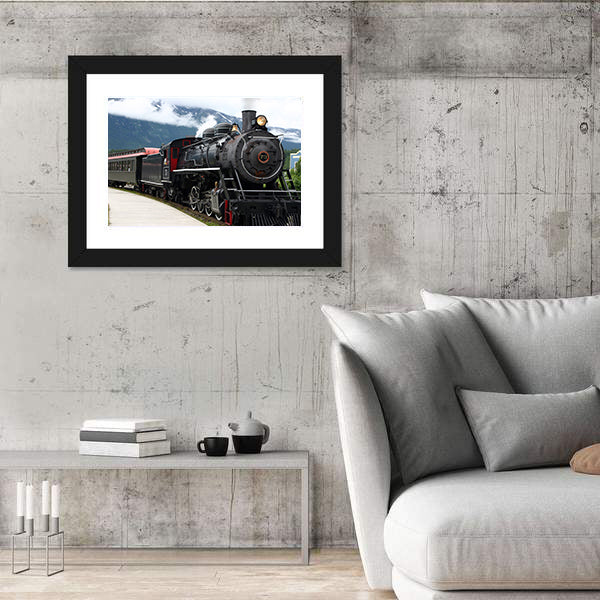 Number 73 Steam Locomotive Departing Station Canvas Wall Art