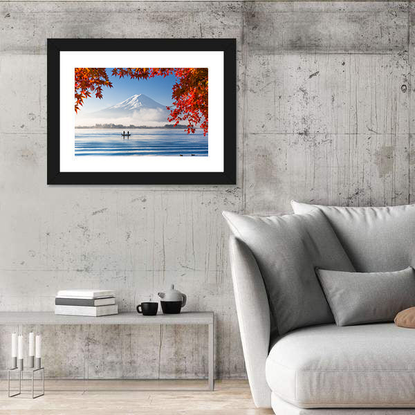 Fuji Mountain Lake In Autumn Canvas Wall Art