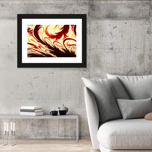 Fractal Flame Feather Illustration Canvas Wall Art