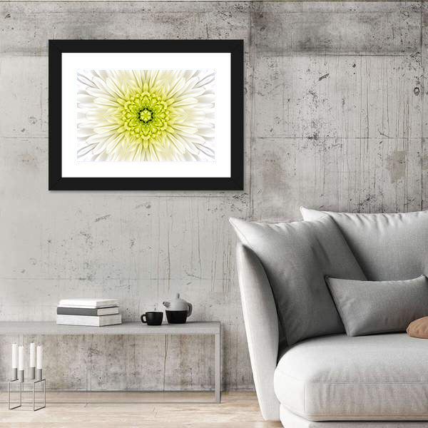 White Mandala Concentric Flower Canvas Wall Art