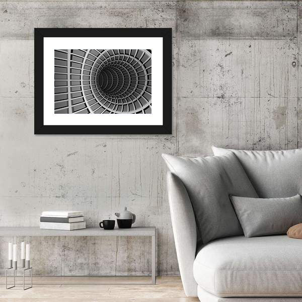Dark Metal Tunnel Abstract Canvas Wall Art