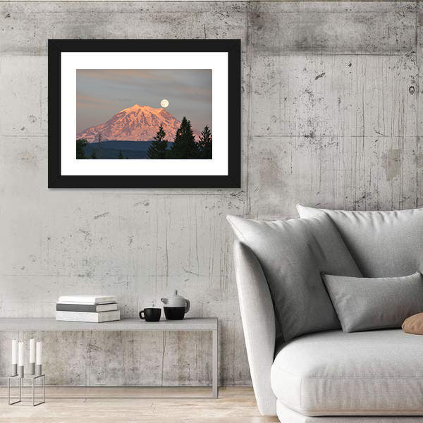 Supermoon Over Mount Rainier Canvas Wall Art