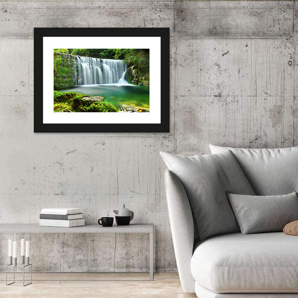 Emerald Lake Forest Waterfall Canvas Wall Art