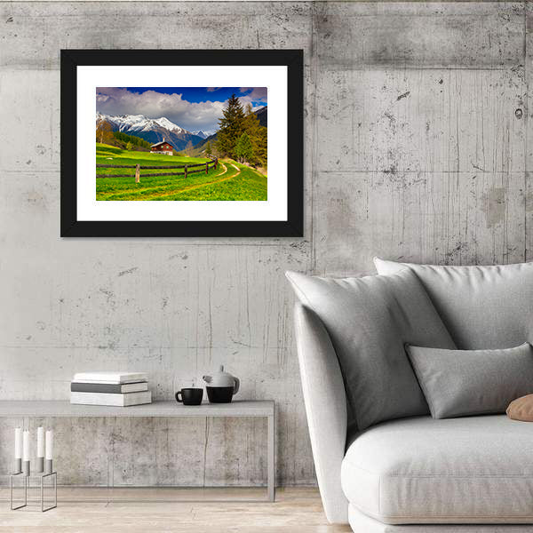 Spring Landscape In Swiss Alps Canvas Wall Art