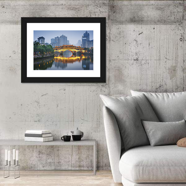 Anshun Bridge on Jin River Chengdu Canvas Wall Art