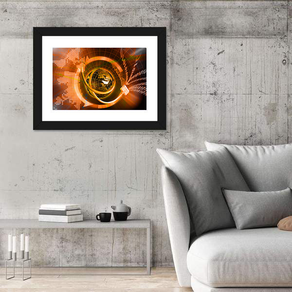 Wired Globe with Binary Code Canvas Wall Art