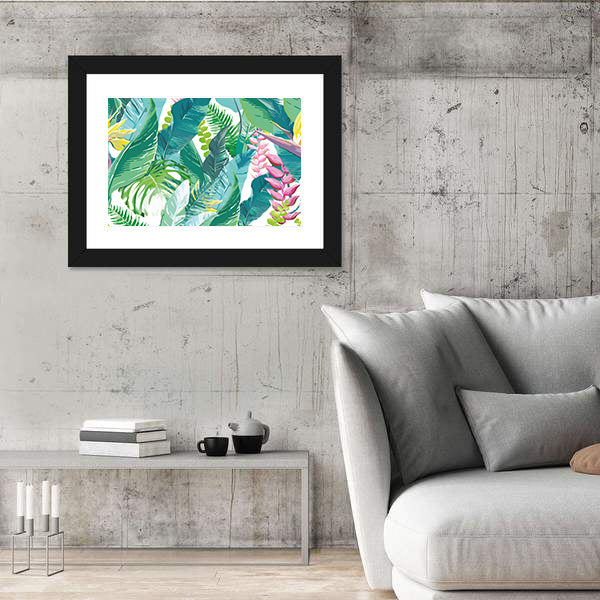 Exotic Tropical Leaves and Flowers Canvas Wall Art