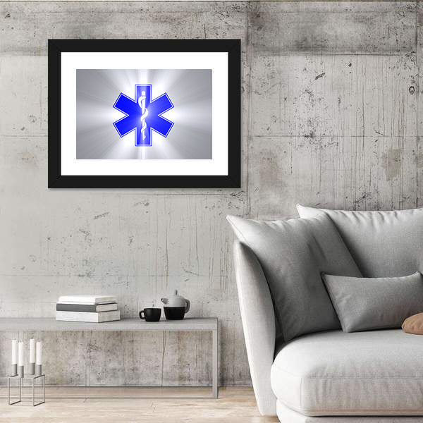 Star of Life with Rod of Asclepius Canvas Wall Art